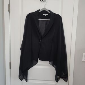 Adore Black Ponte Knit Blazer With Sheer Batwing Sleeves